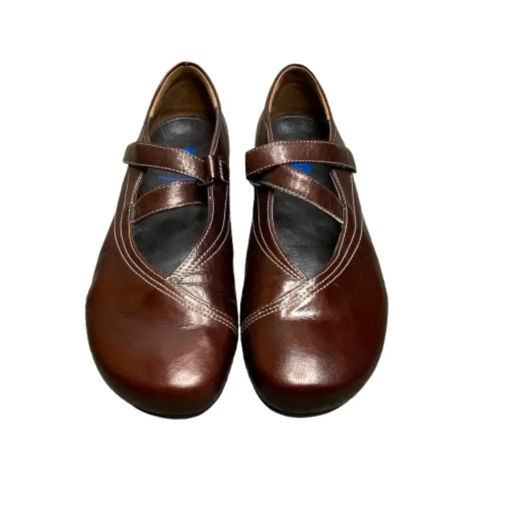Wolky Womens Mary Jane Shoes EU 41 US 9.5 Maroon Leather Z Strap Comfort Preppy